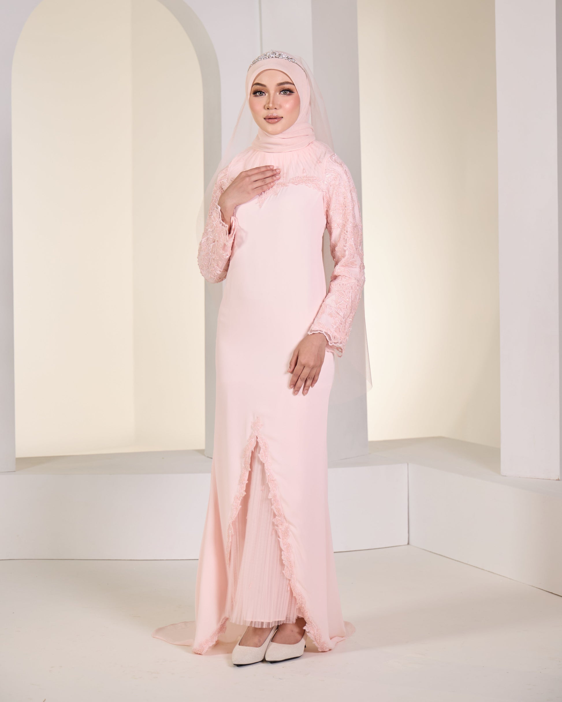 light pink dress hijab combination Pink Dress With Hijab