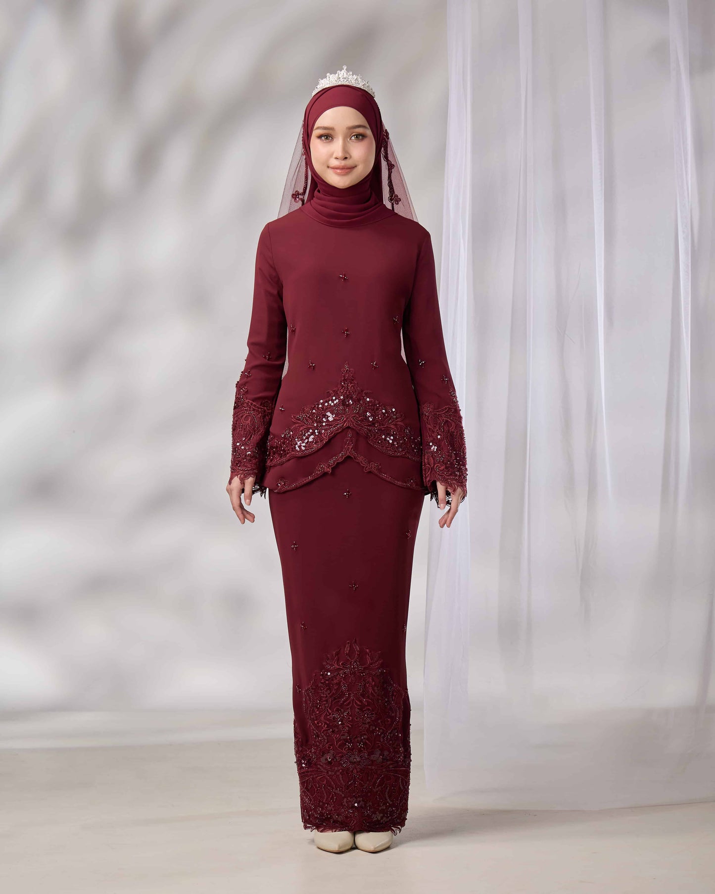EMELDA BRIDE KURUNG (BURGUNDY)