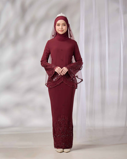 EMELDA BRIDE KURUNG (BURGUNDY)