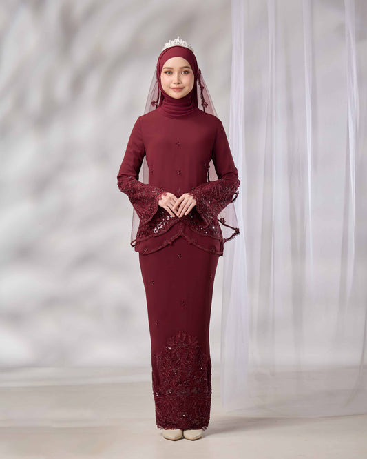EMELDA BRIDE KURUNG (BURGUNDY)