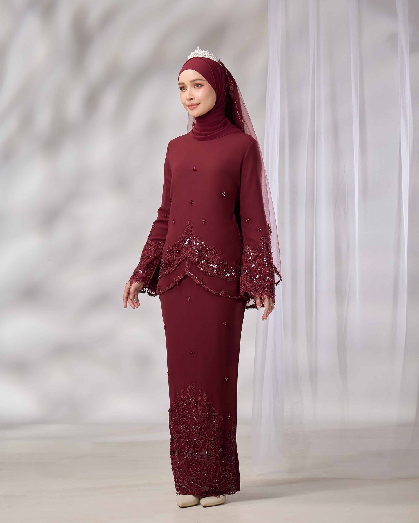 EMELDA BRIDE KURUNG (BURGUNDY)