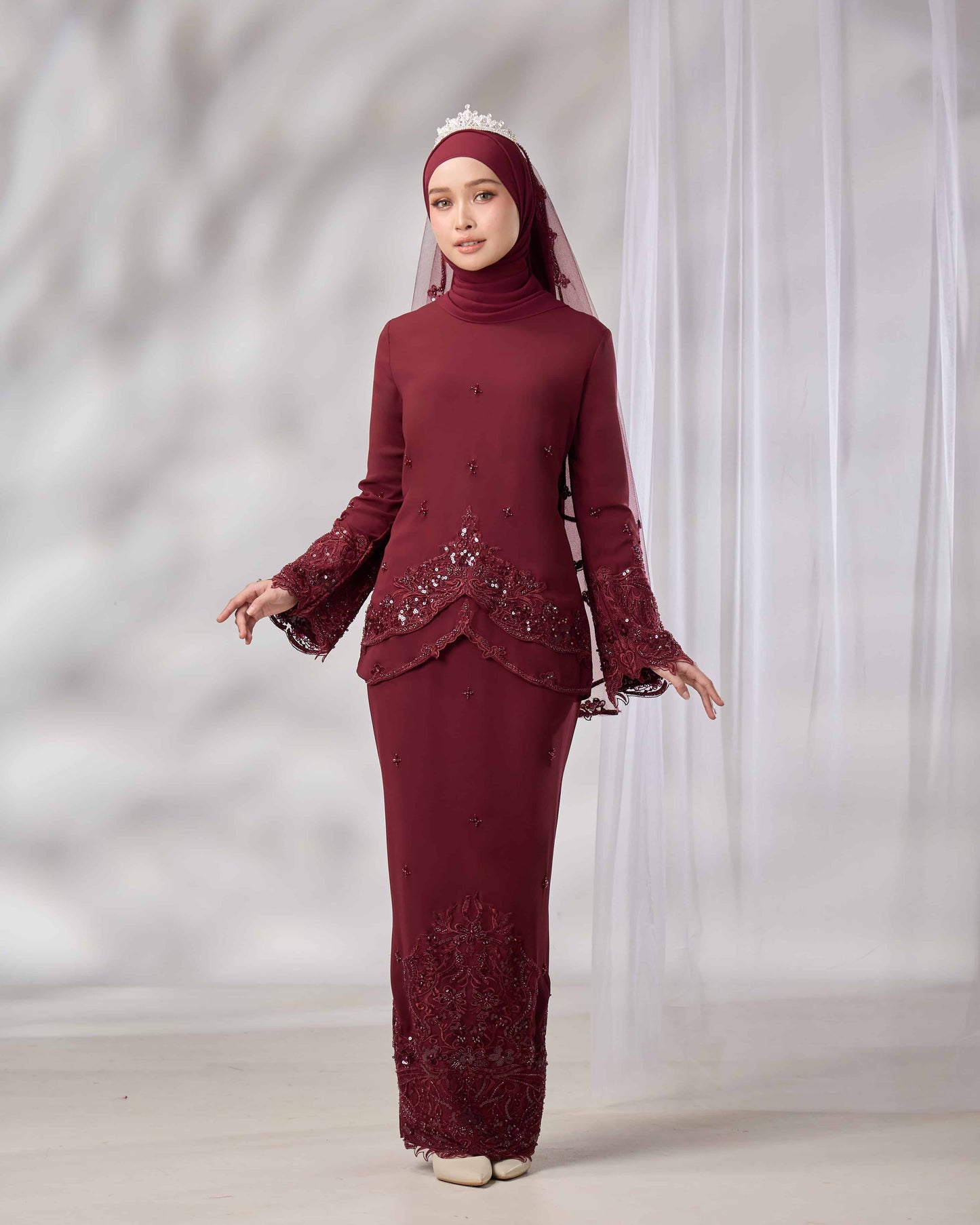 EMELDA BRIDE KURUNG (BURGUNDY)