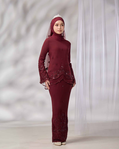 EMELDA BRIDE KURUNG (BURGUNDY)