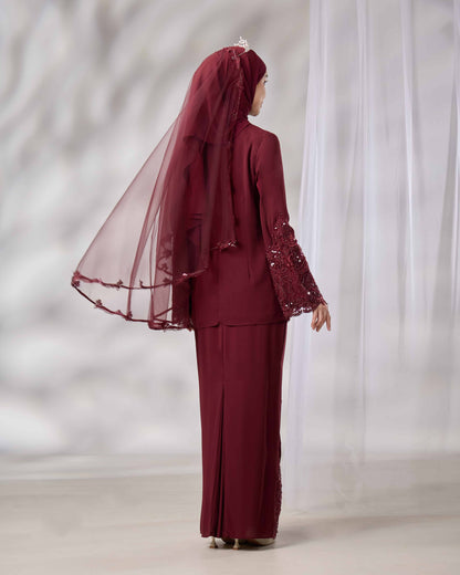 EMELDA BRIDE KURUNG (BURGUNDY)