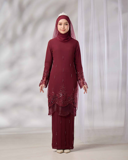 DARIYA BRIDE KURUNG (BURGUNDY)