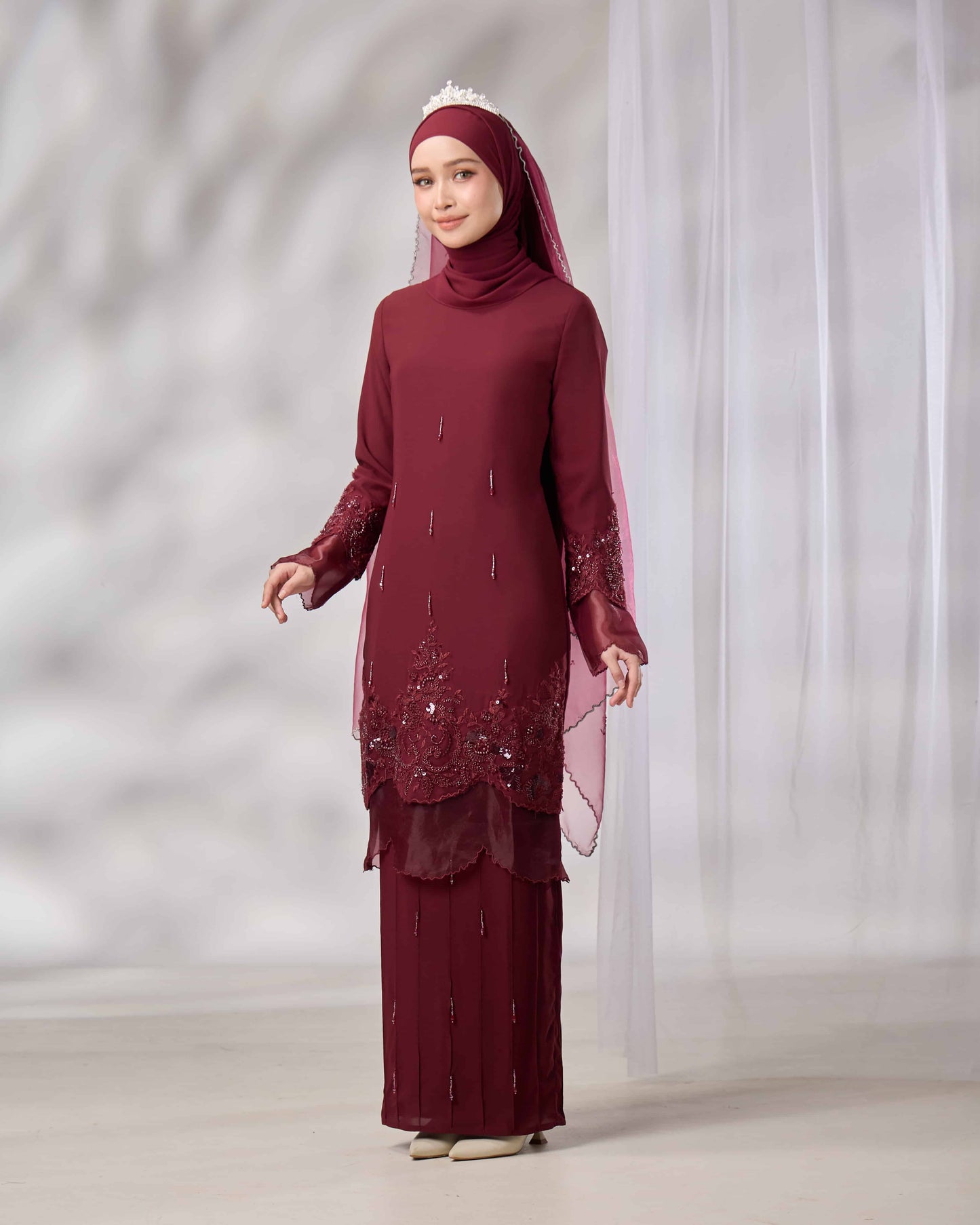 DARIYA BRIDE KURUNG (BURGUNDY)