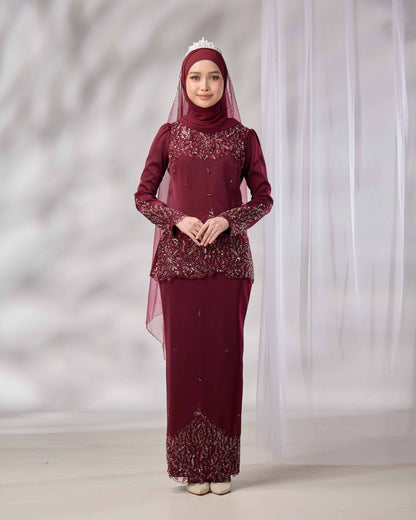 ATHLEA BRIDE KURUNG (BURGUNDY)