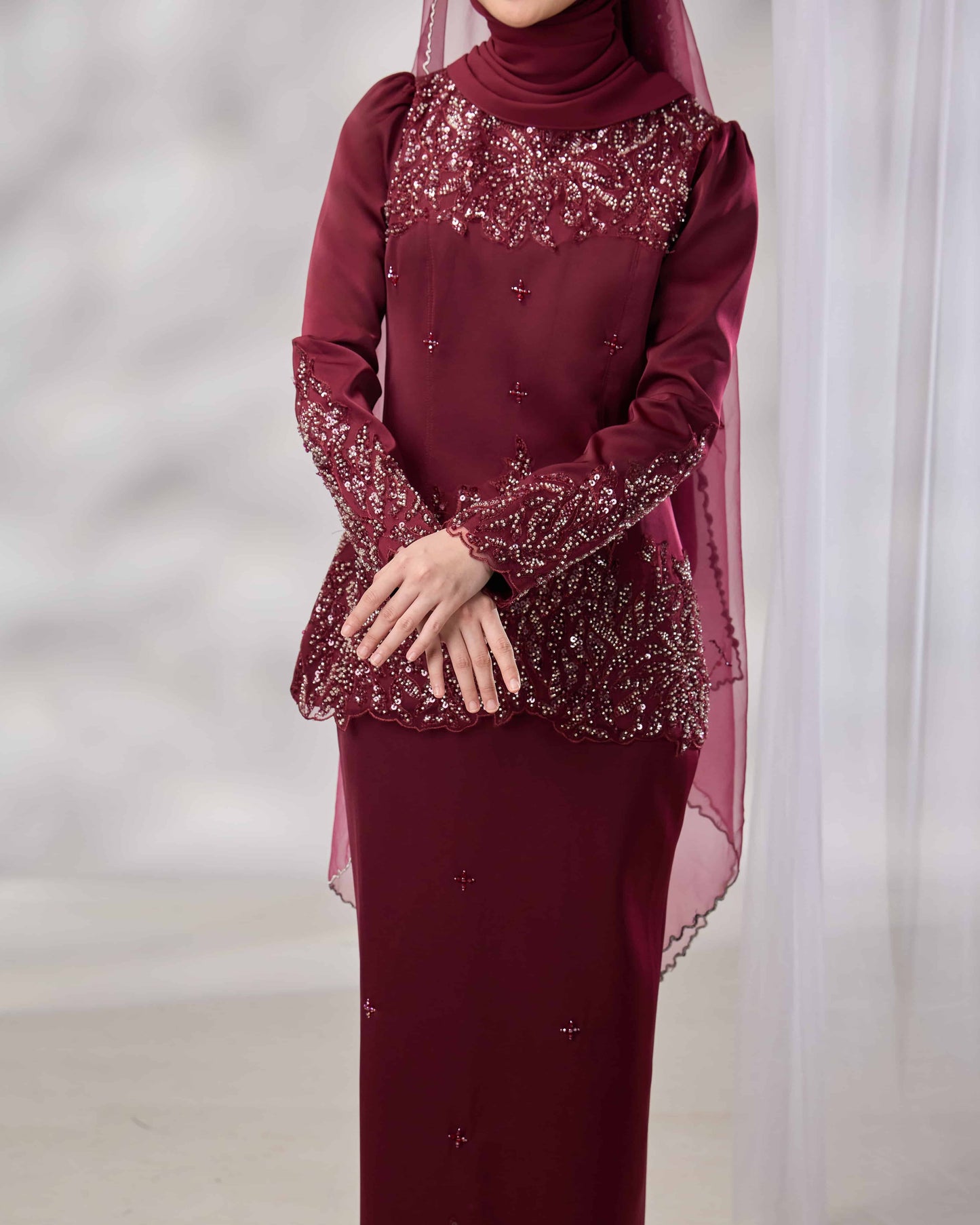 ATHLEA BRIDE KURUNG (BURGUNDY)