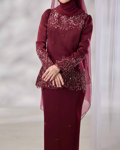 ATHLEA BRIDE KURUNG (BURGUNDY)