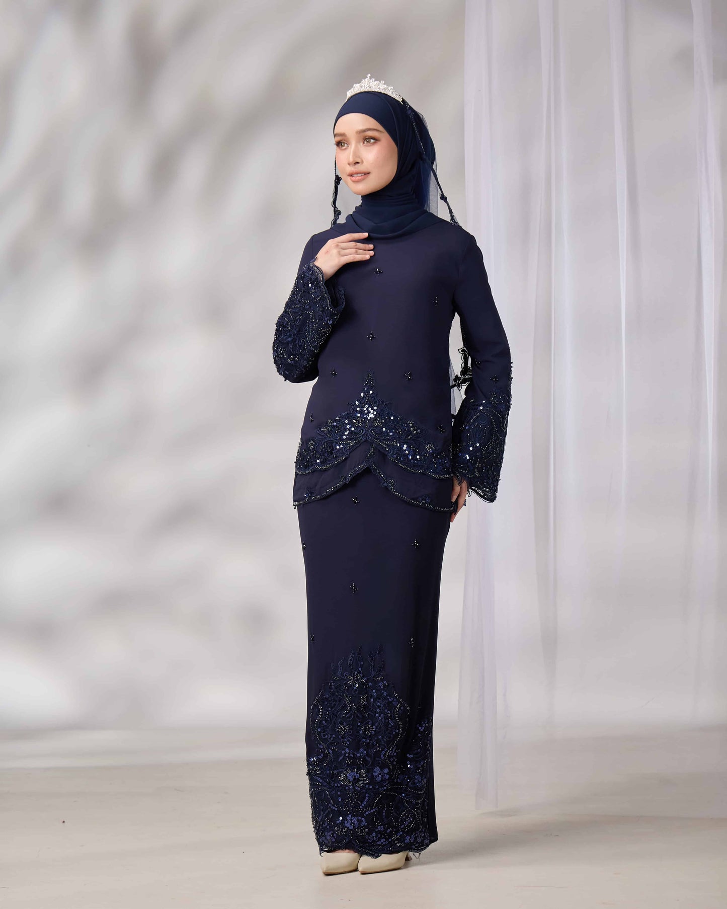 EMELDA BRIDE KURUNG (NAVY BLUE)