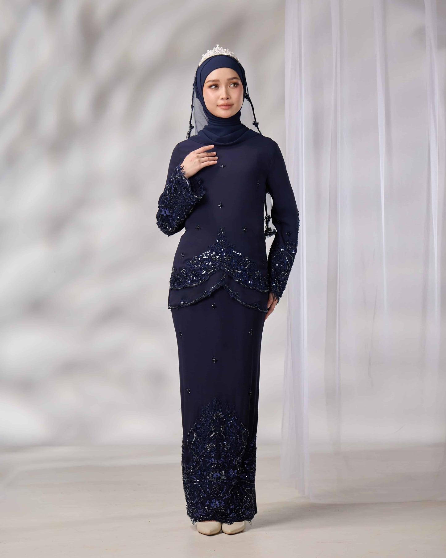 EMELDA BRIDE KURUNG (NAVY BLUE)