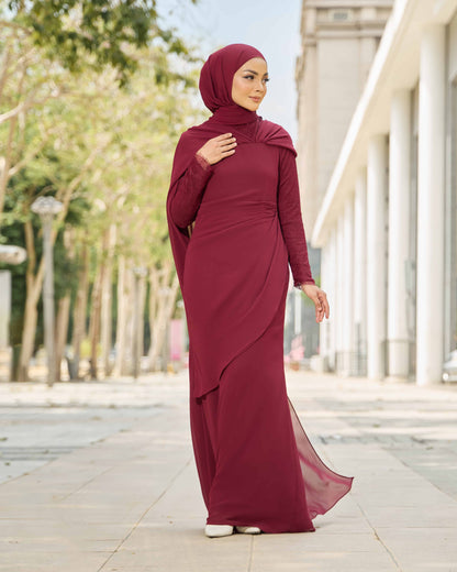MINOR DEFECT ELSARA DRESS (BURGUNDY)