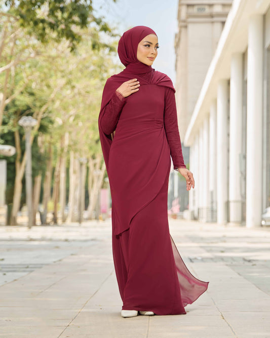 MINOR DEFECT ELSARA DRESS (BURGUNDY)