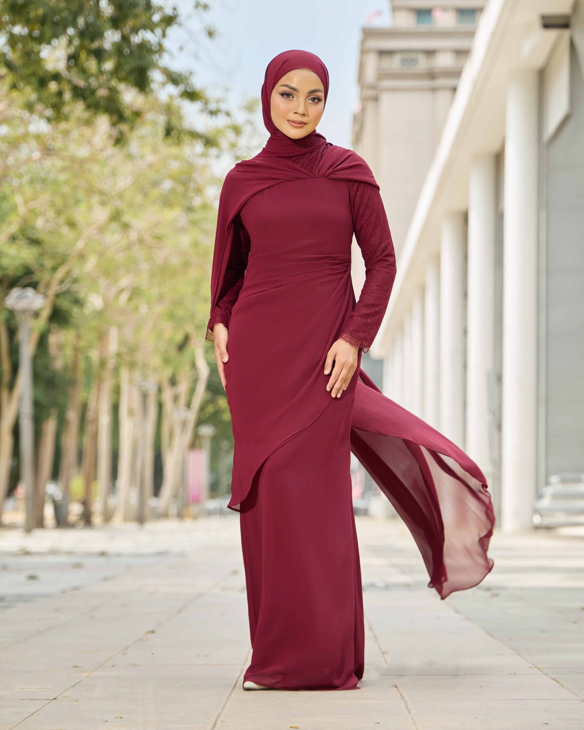burgundy hijab dress ELSARA DRESS (BURGUNDY) – Hijabistahub