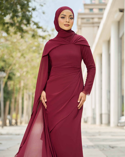 ELSARA DRESS (BURGUNDY)