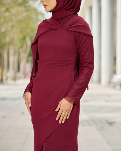 MINOR DEFECT ELSARA DRESS (BURGUNDY)