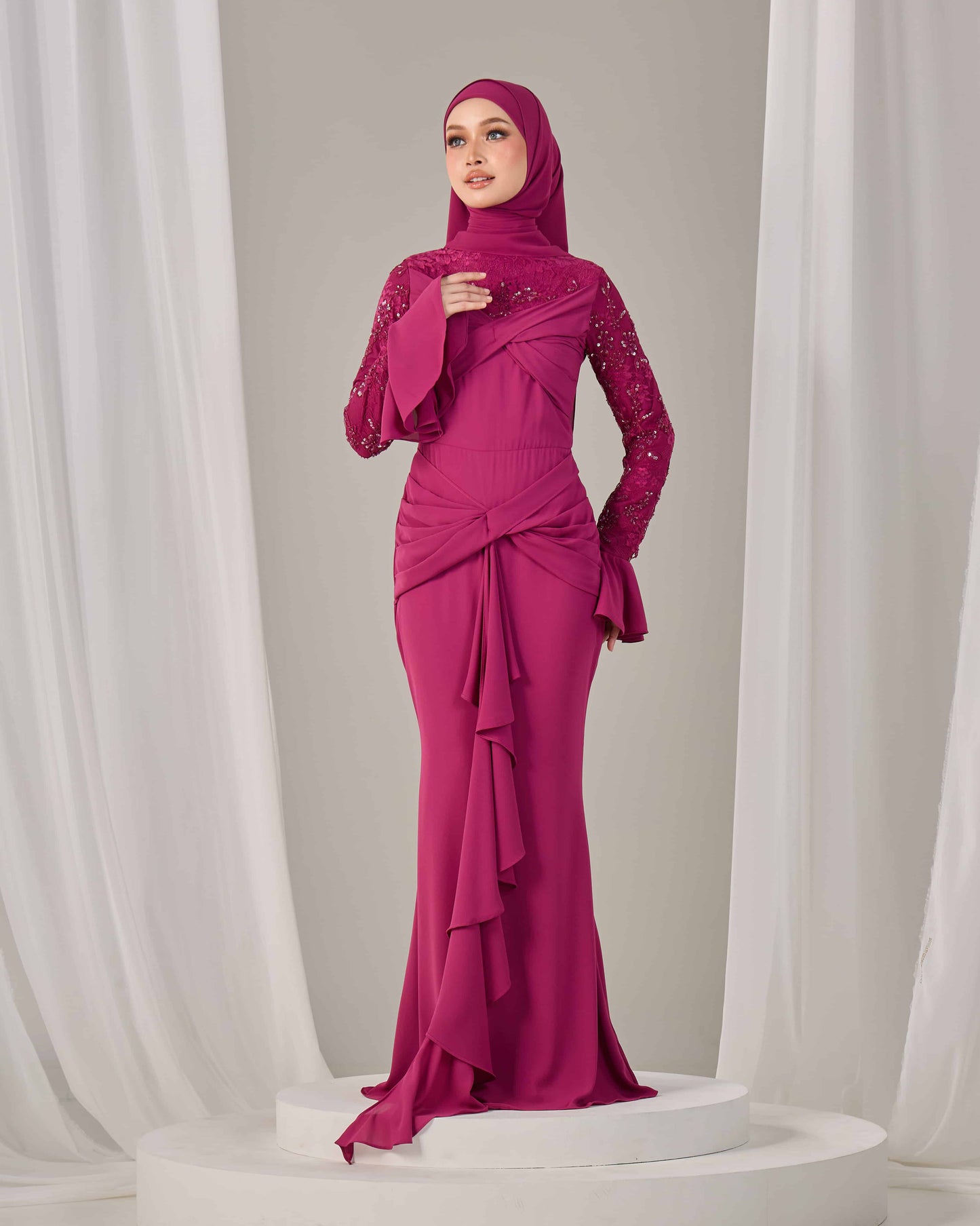 SEPHIA DRESS (DARK FUCHSIA)