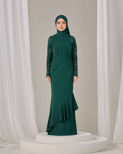 MINOR DEFECT LUNARA DRESS (EMERALD GREEN)  Hijabistahub