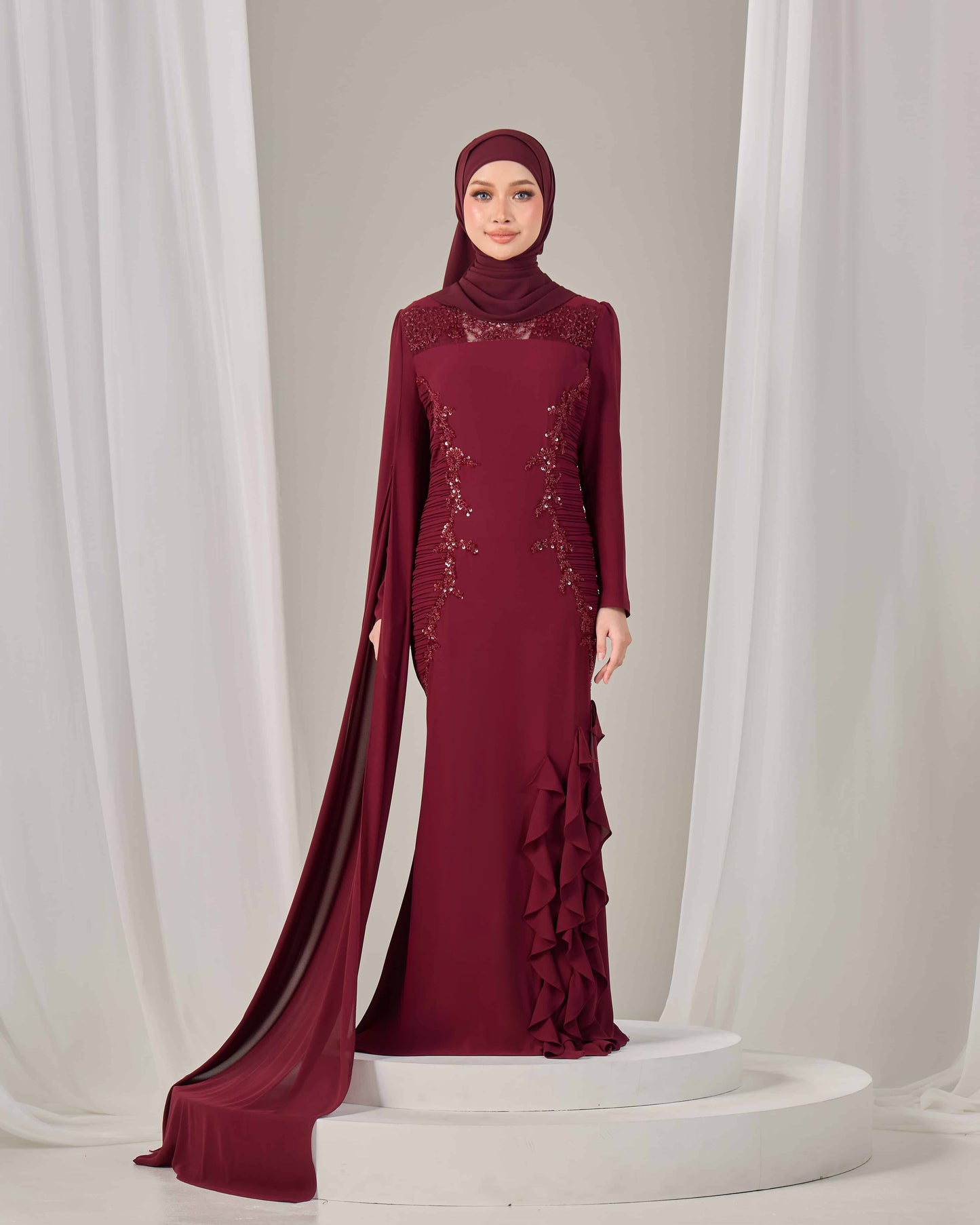 CLAIRE DRESS (BURGUNDY)