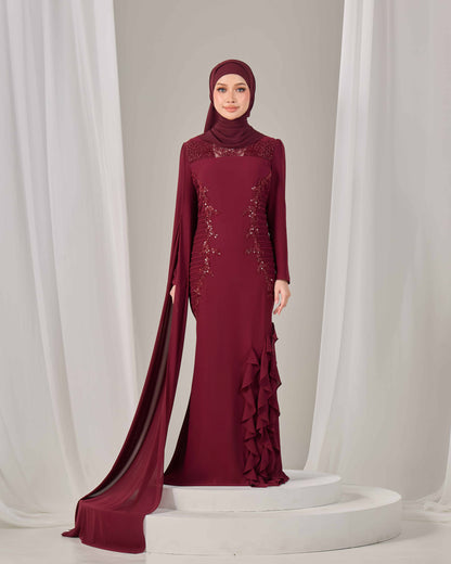 CLAIRE DRESS (BURGUNDY)