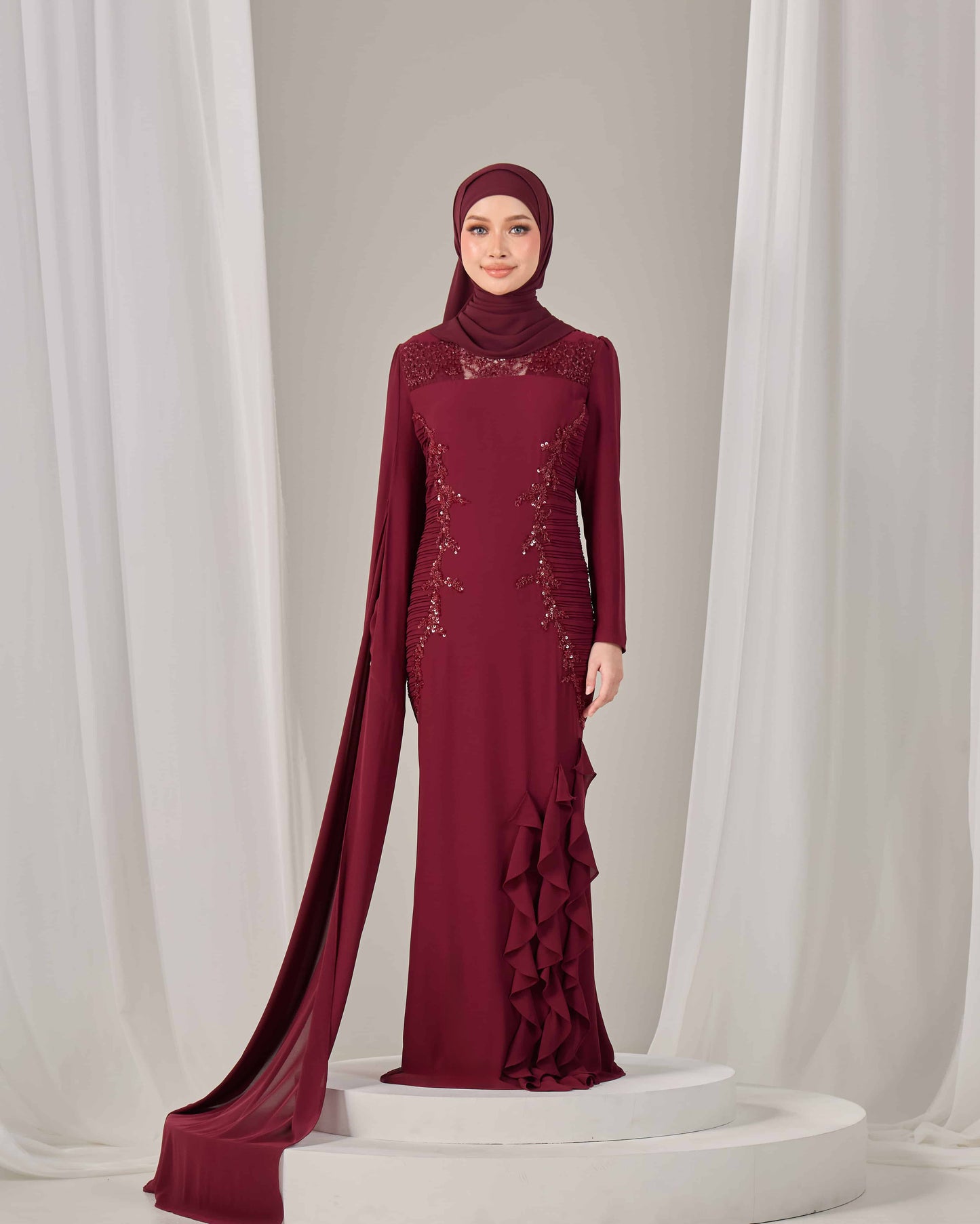 CLAIRE DRESS (BURGUNDY)