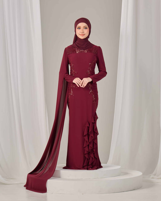 CLAIRE DRESS (BURGUNDY)
