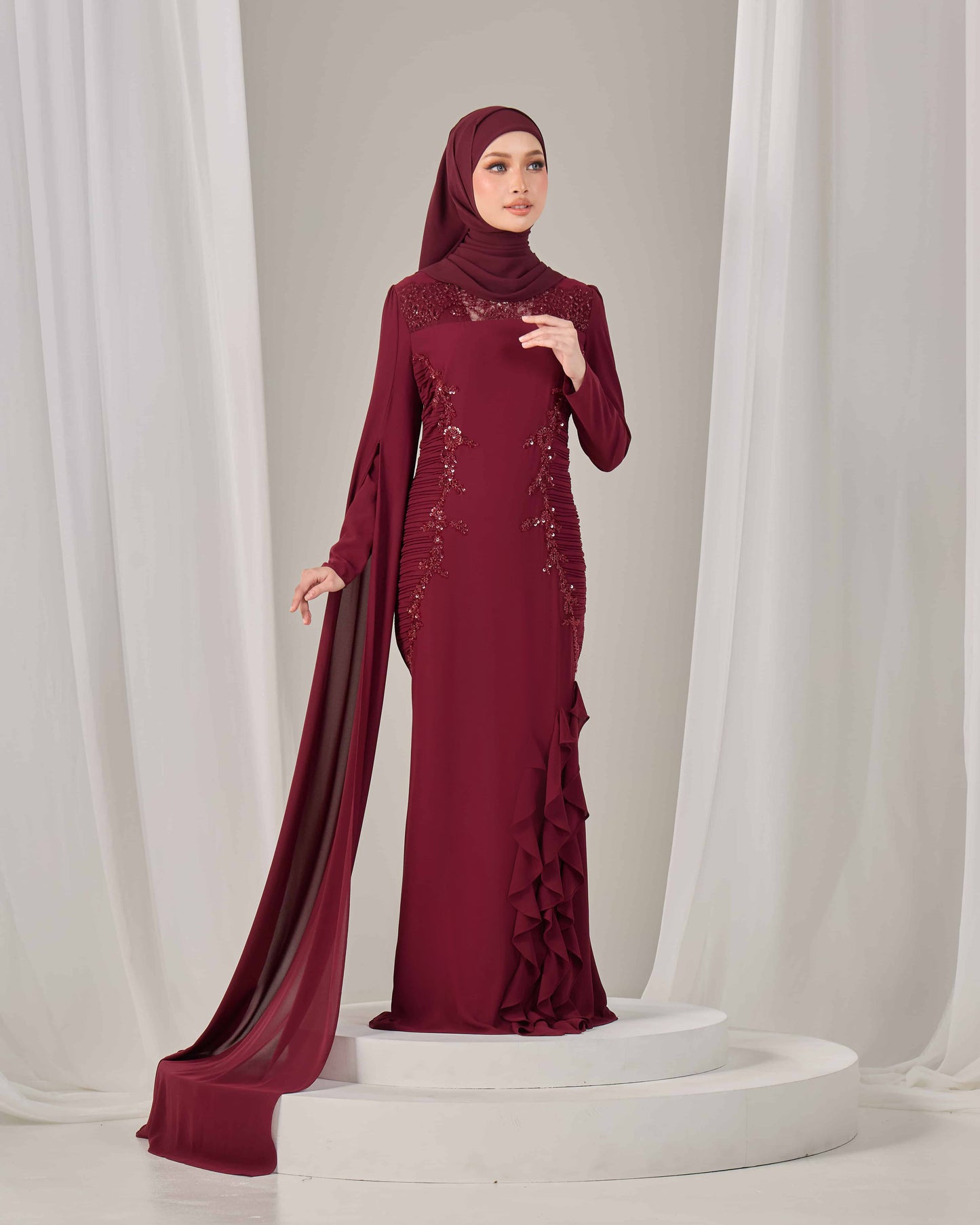 CLAIRE DRESS (BURGUNDY)