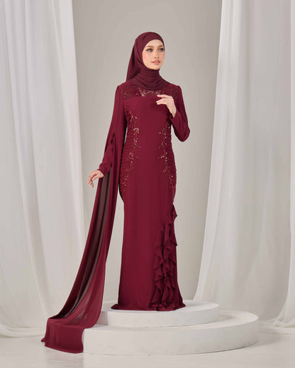 CLAIRE DRESS (BURGUNDY)