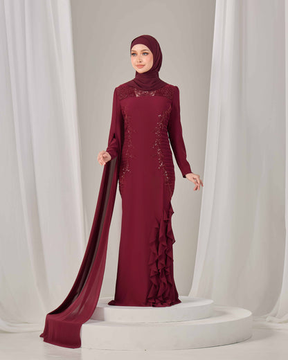 CLAIRE DRESS (BURGUNDY)