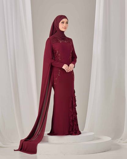 CLAIRE DRESS (BURGUNDY)
