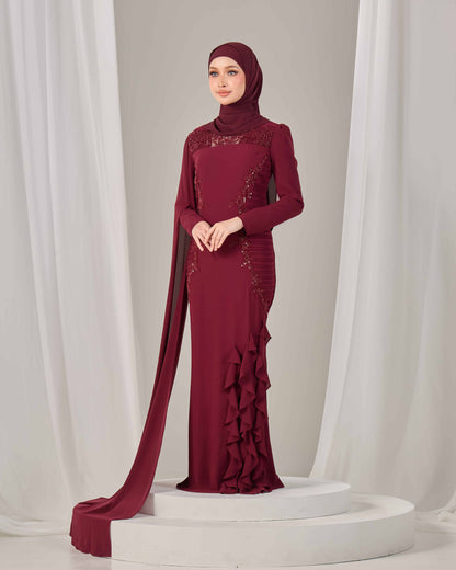 CLAIRE DRESS (BURGUNDY)