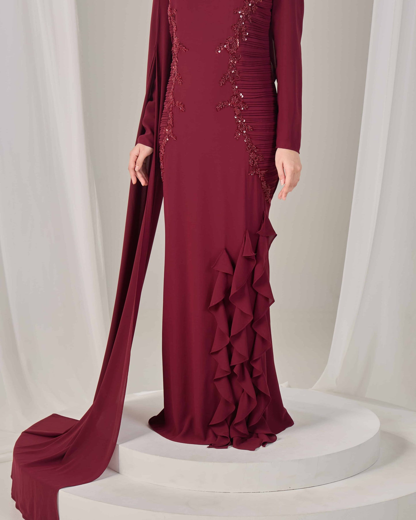 CLAIRE DRESS (BURGUNDY)