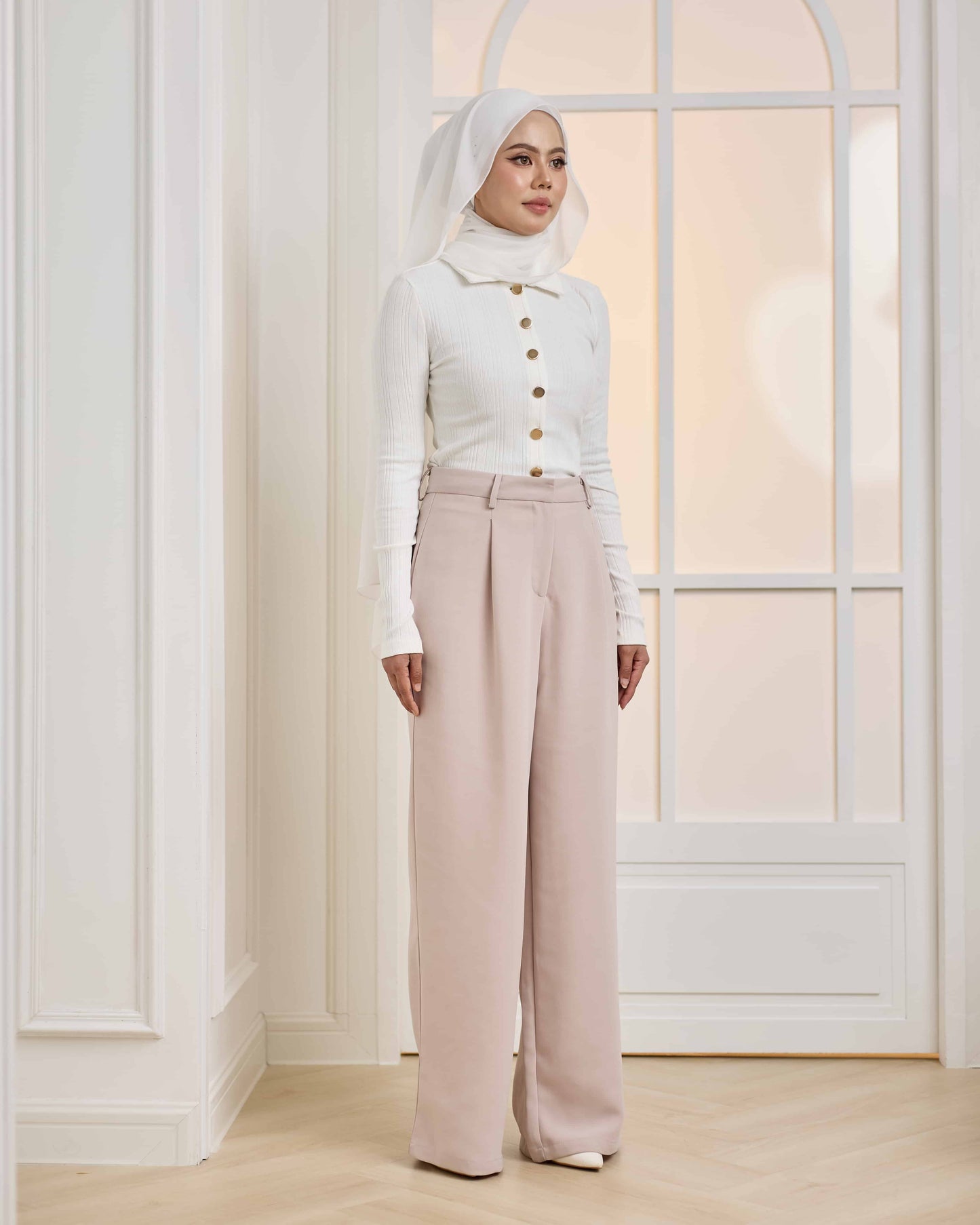 MINOR DEFECT WIDE LEG PANTS (CHAMPAGNE)