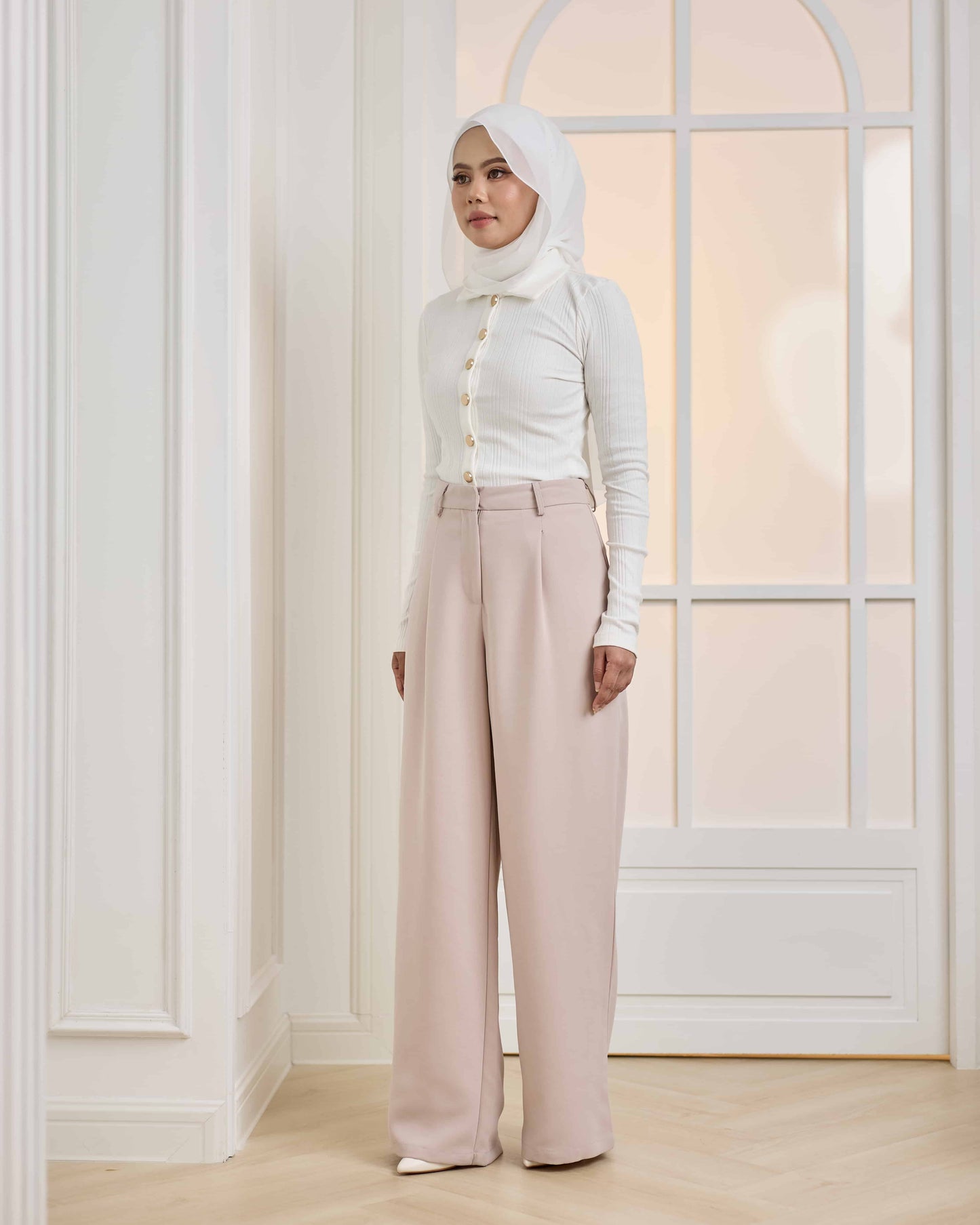 WIDE LEG PANTS (CHAMPAGNE)