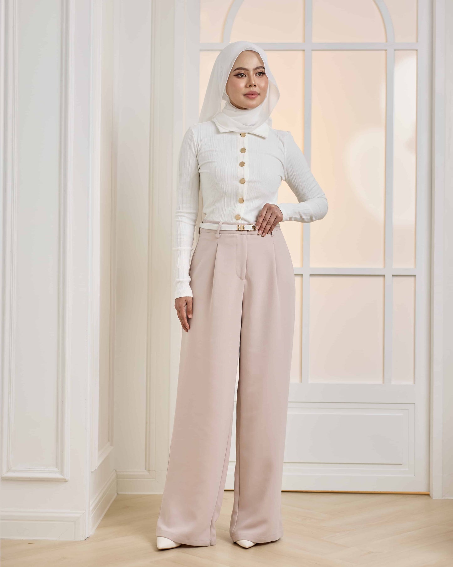 MINOR DEFECT WIDE LEG PANTS (CHAMPAGNE)