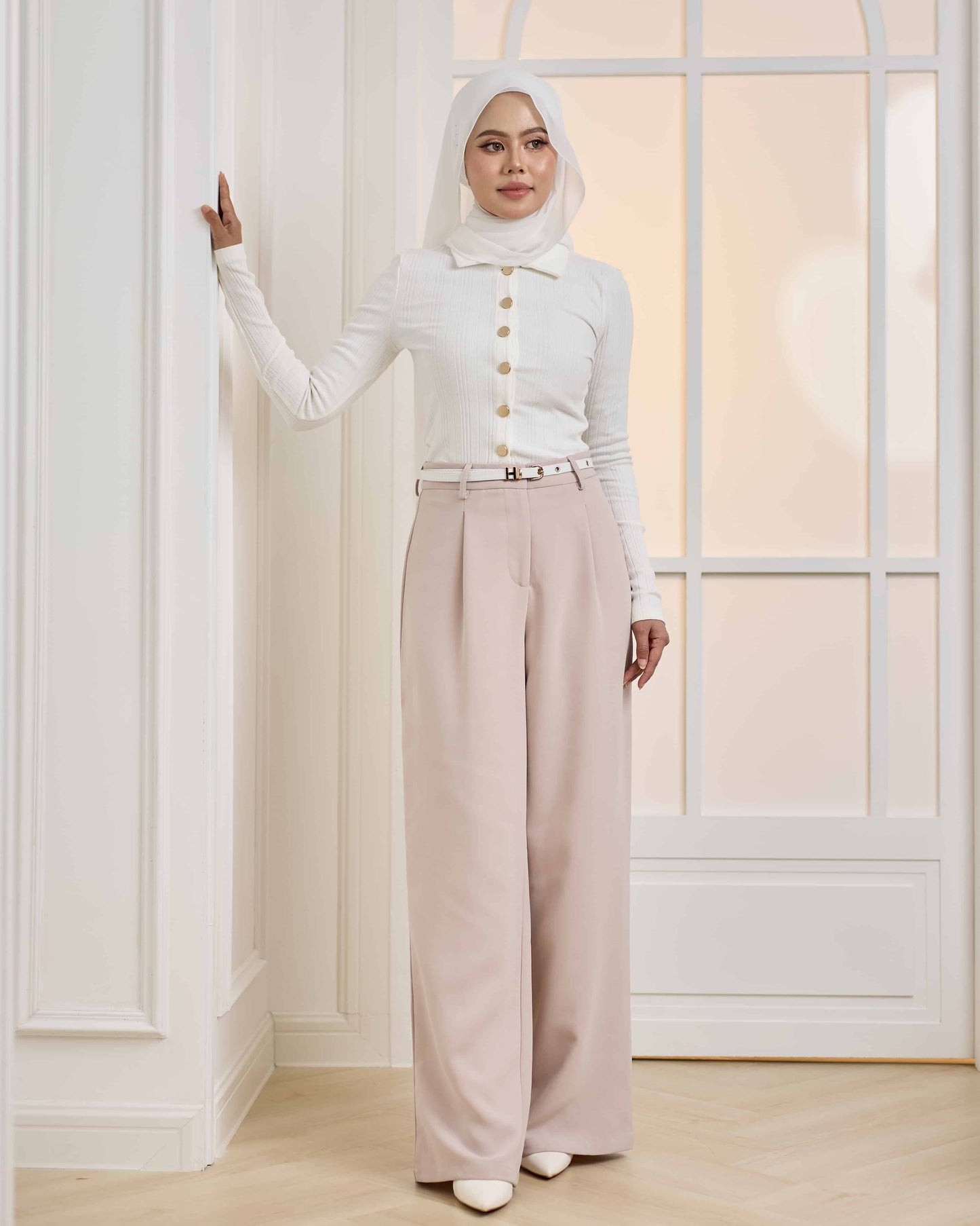 MINOR DEFECT WIDE LEG PANTS (CHAMPAGNE)