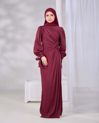 MAHRA DRESS (BURGUNDY)