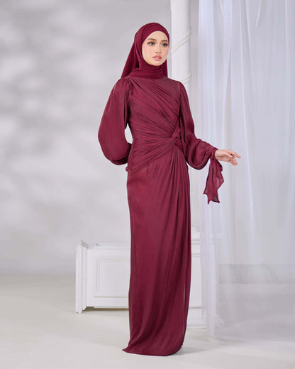 MAHRA DRESS (BURGUNDY)