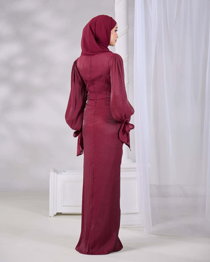 MAHRA DRESS (BURGUNDY)