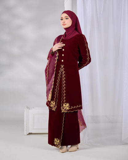 NAIFAH KEBAYA (BURGUNDY)