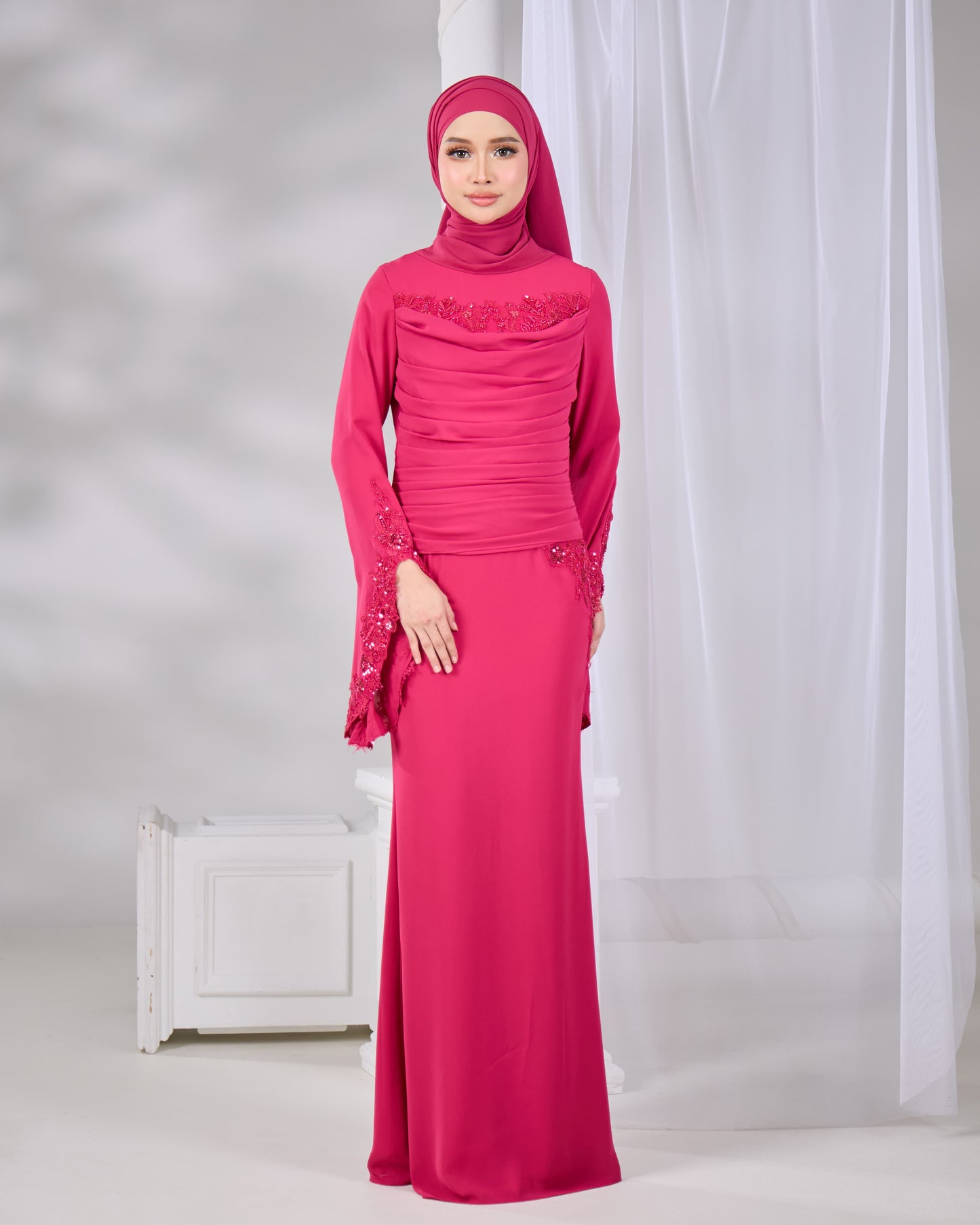 SABRENA DRESS (FUSCHIA)