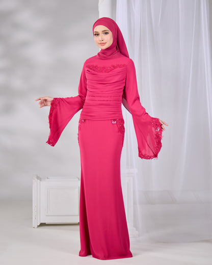 SABRENA DRESS (FUSCHIA)