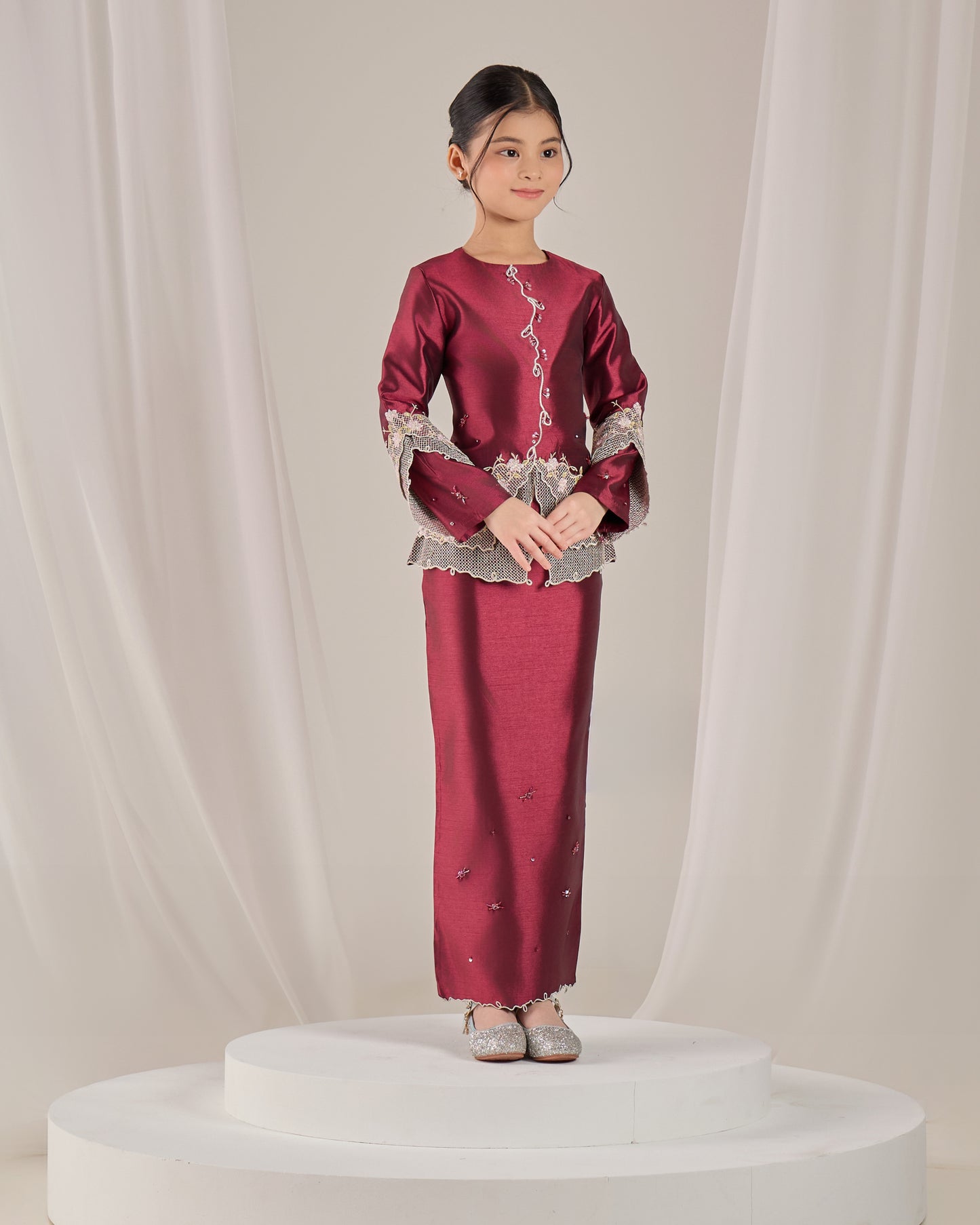 KATHRYN MINI KURUNG KIDS (BURGUNDY)