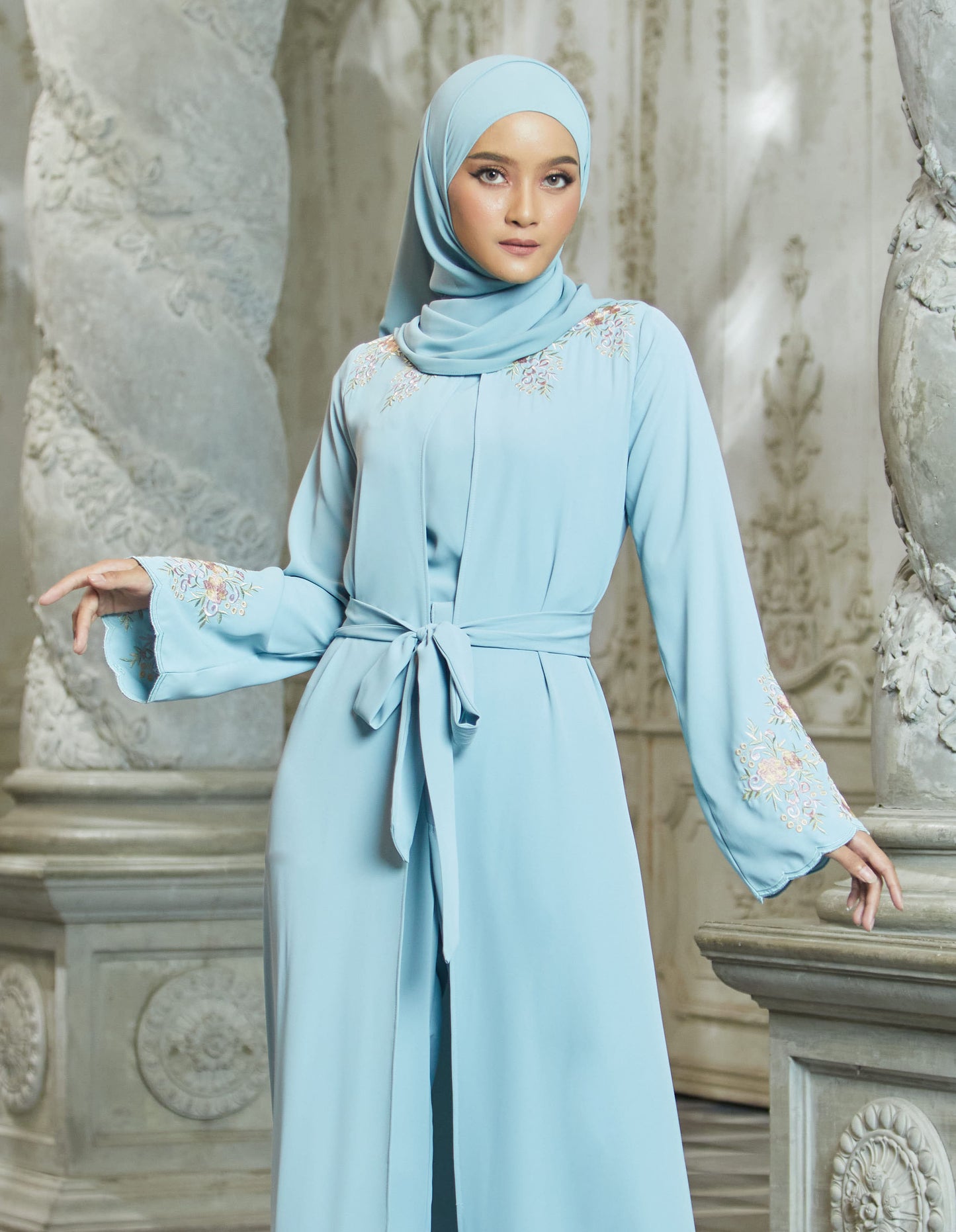 INAAYA ABAYA WITH PANTS (MISTY BLUE)