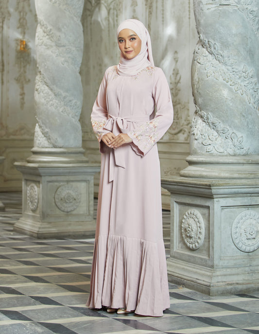 INAAYA ABAYA WITH PANTS (DUSTY PINK)