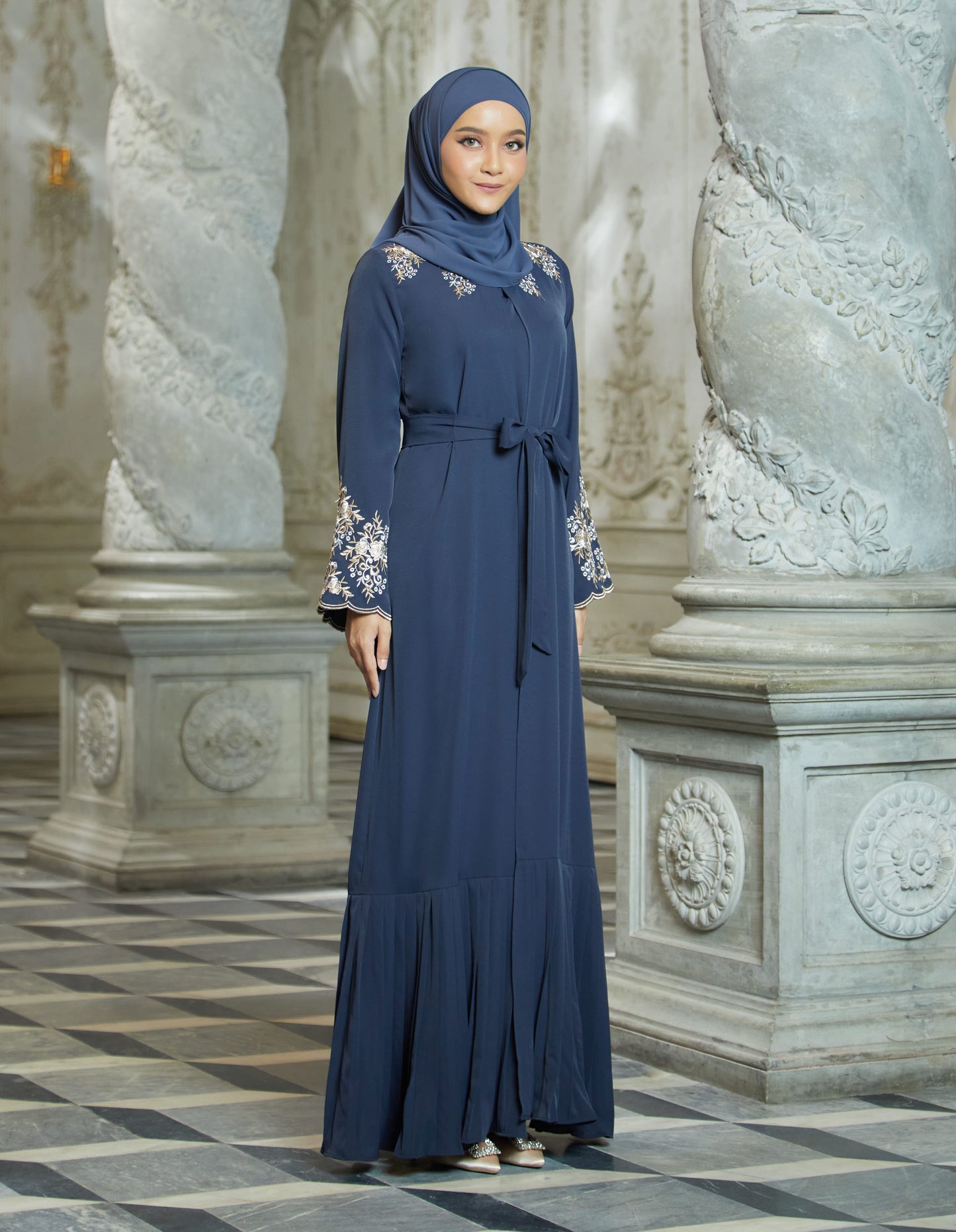 INAAYA ABAYA WITH PANTS (NAVY BLUE)