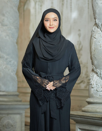 ALEENA PLEATED ABAYA (BLACK)