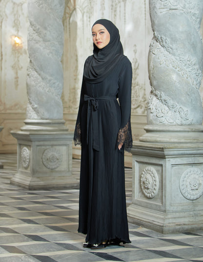 ALEENA PLEATED ABAYA (BLACK)