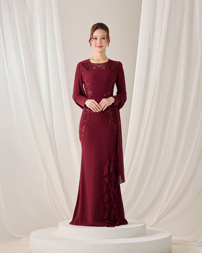 CLAIRE DRESS (BURGUNDY)