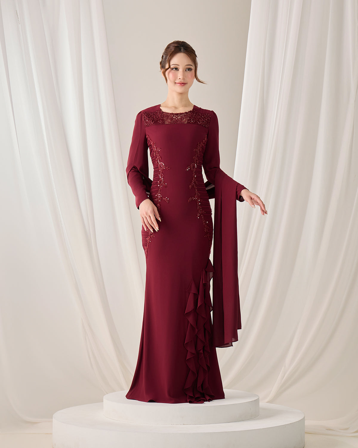 CLAIRE DRESS (BURGUNDY)